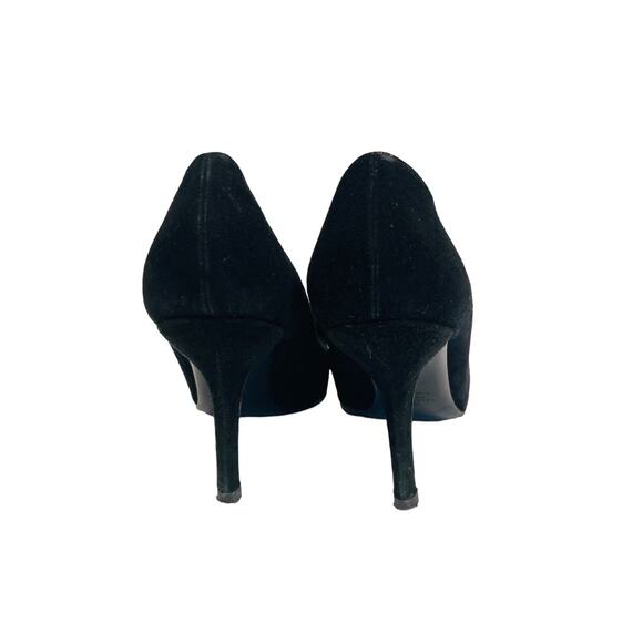 VALENTINO GARAVANI Black Suede Accent Bow Square Toe Heels Pumps Size EU 39 US 9 - Picture 6 of 8